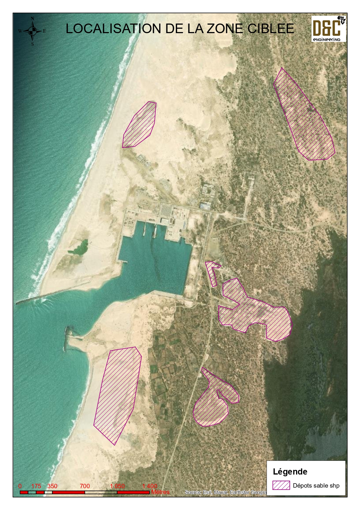 Topographique par drone des dépôts de sable autour du Port de Ndiago D and C Engineering 04 Topographique par drone des dépôts de sable autour du Port de Ndiago D and C Engineering 04