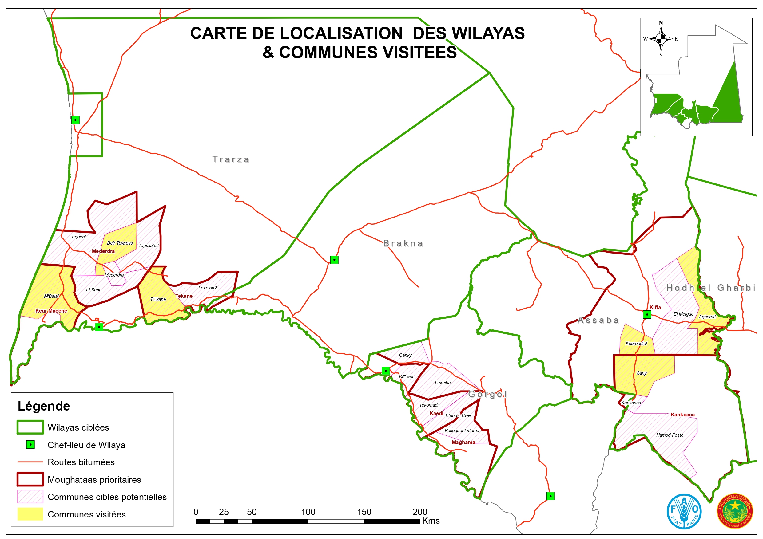 CARTE DE LOCALISATION DES WILAYAS ET COMMUNES CIBLES – FAO – D and C Engineering CARTE DE LOCALISATION DES WILAYAS ET COMMUNES CIBLES - FAO - D and C Engineering