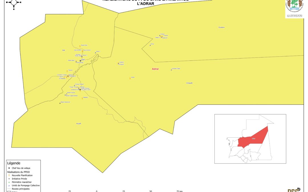 Cartographie des réalisations du Projet de Promotion et de Développement des Oasis(PPDO)